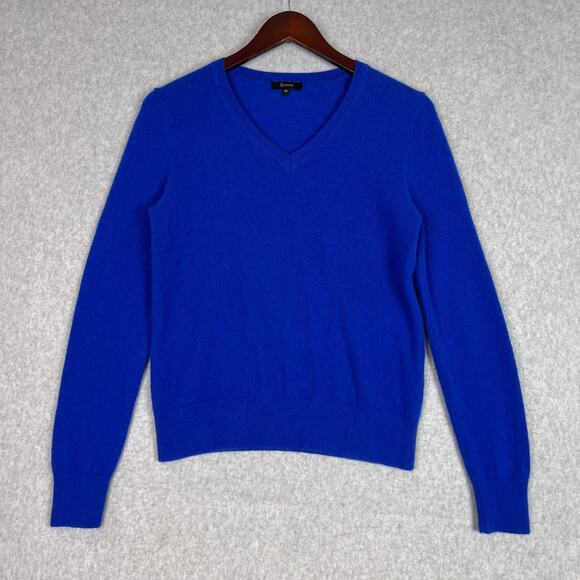 Quince Blue V Neck 100% Mongolian Cashmere Sweater Size Medium - Picture 1 of 8